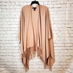 Adrienne Vittadini Viscose Blend Blush Open Front Cartigan with Frienge Size OS